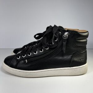 UGG Sneaker Womens Sz 6 Black Leather Lace/Zip